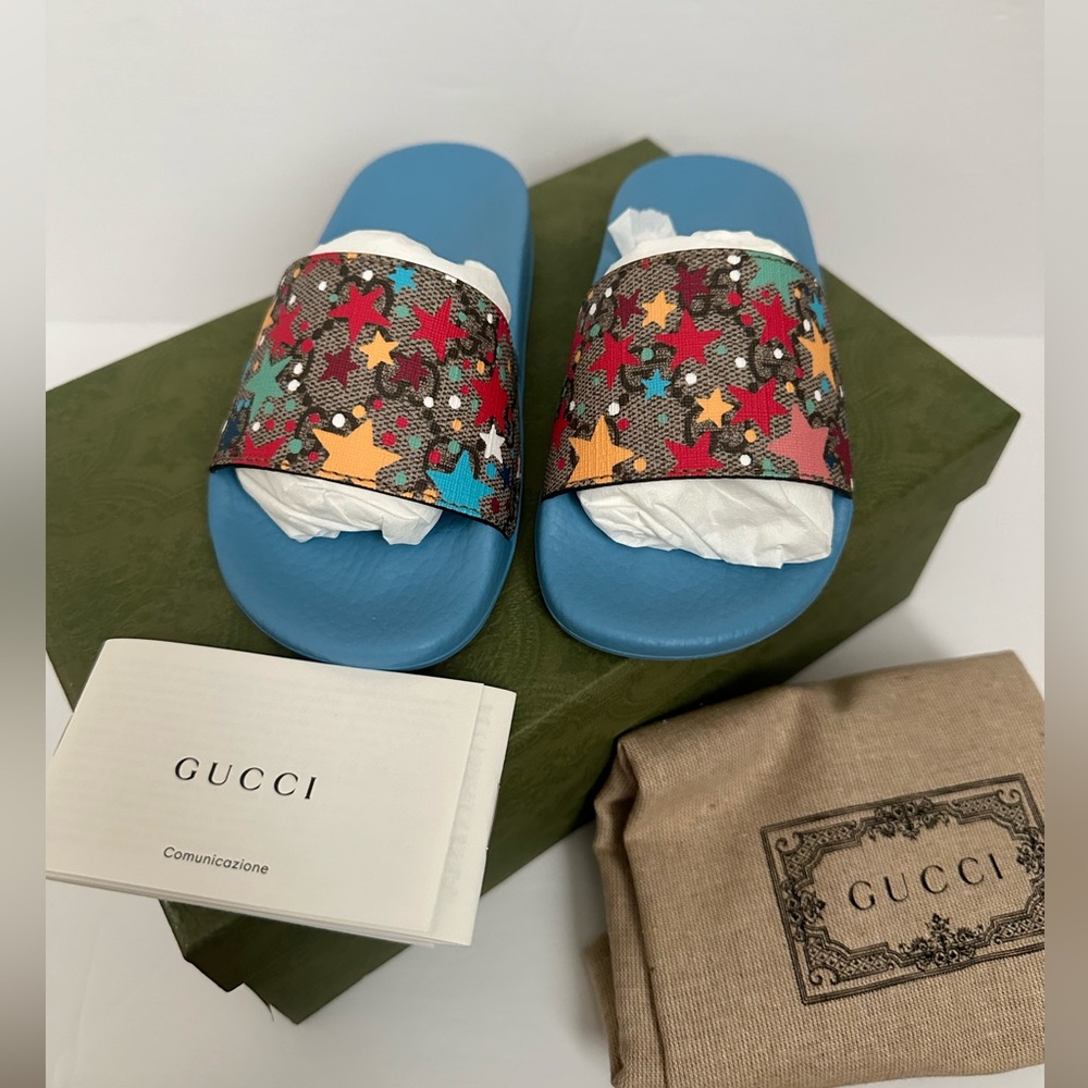 Gucci GG Logo Supreme night in dreams Slide Sandals